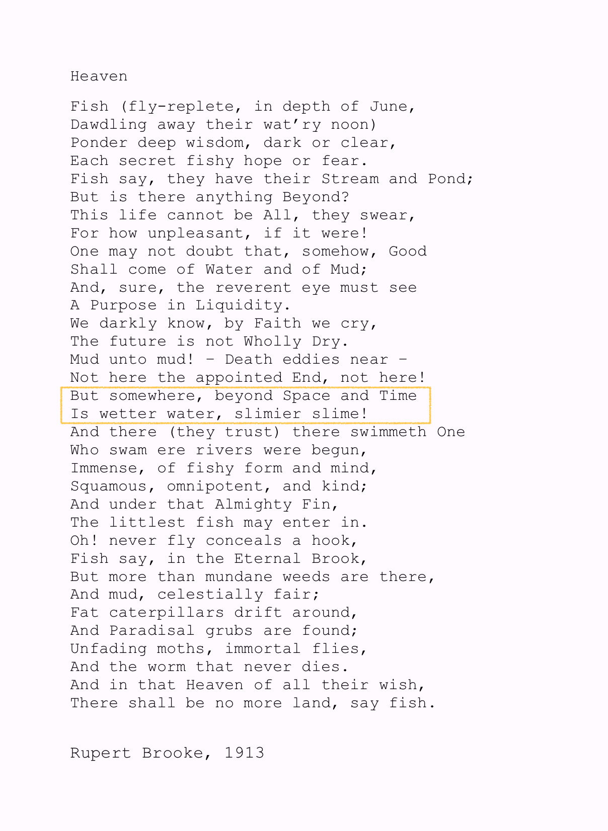 Heavan, poem by Rupert Brooke 